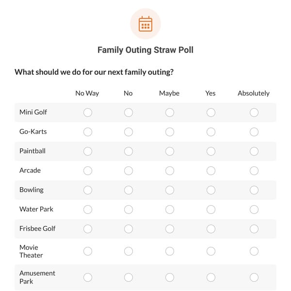 Family Outing Straw Poll Template