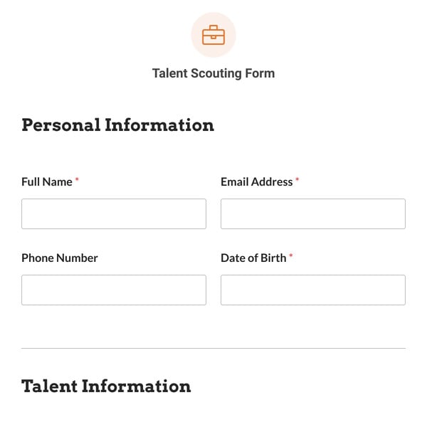 Talent Scouting Form Template