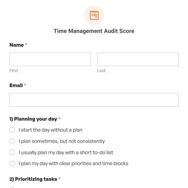 Time Management Audit Score Template