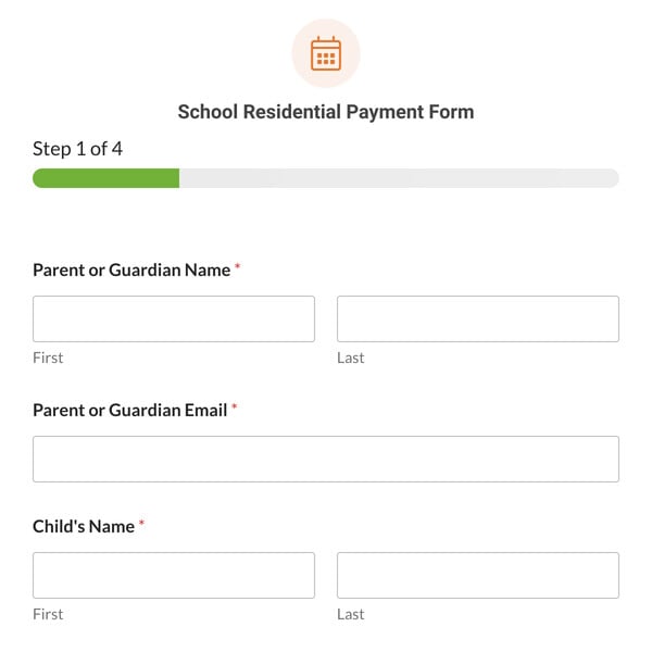 School Residential Payment Form Template