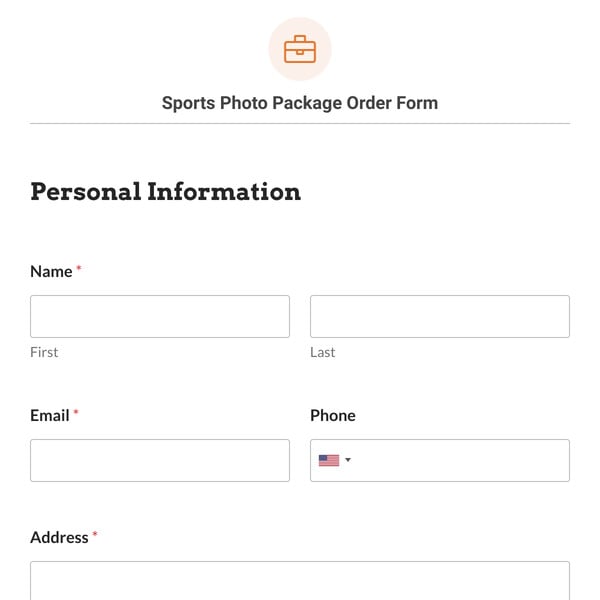 Sports Photo Package Order Form Template