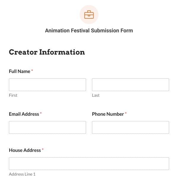 Animation Festival Submission Form Template