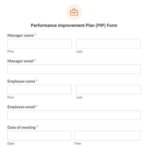 Performance Improvement Plan (PIP) Form Template