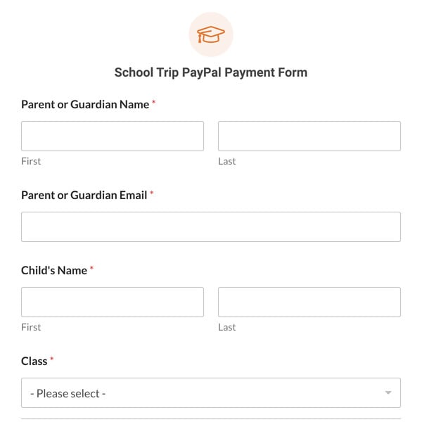 School Trip PayPal Payment Form Template