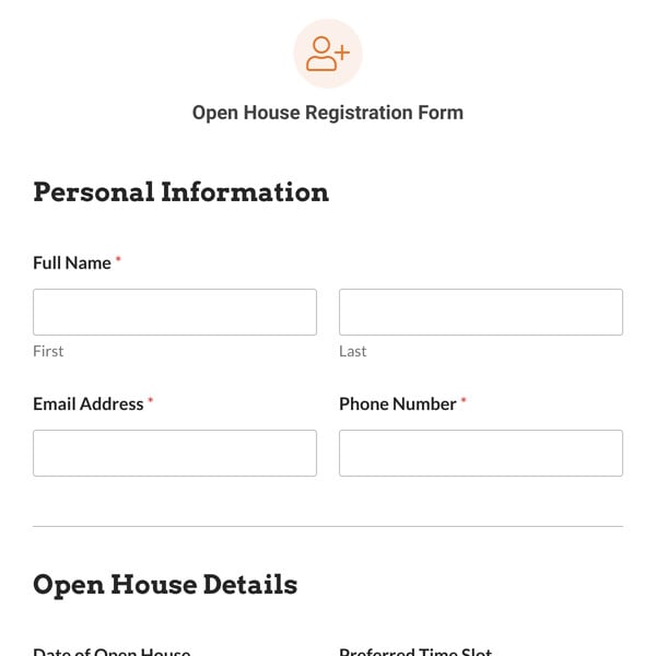 Open House Registration Form Template