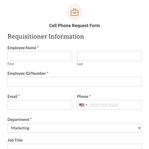 Cell Phone Request Form Template