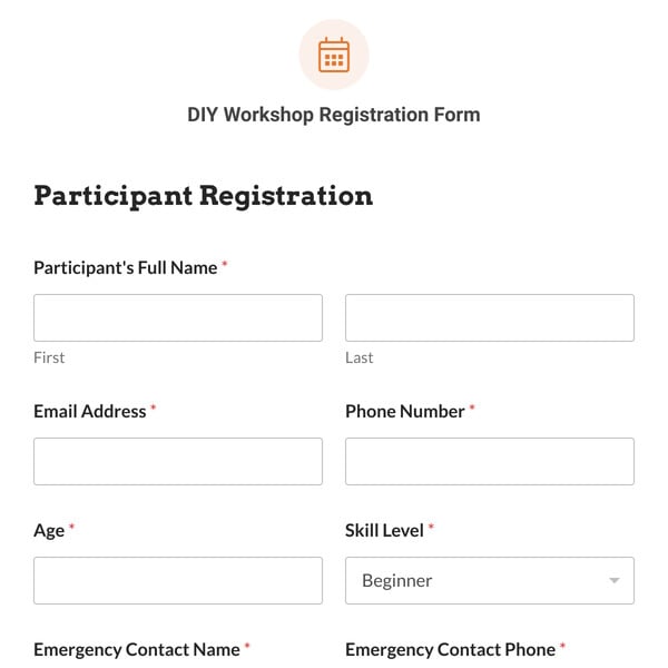 DIY Workshop Registration Form Template
