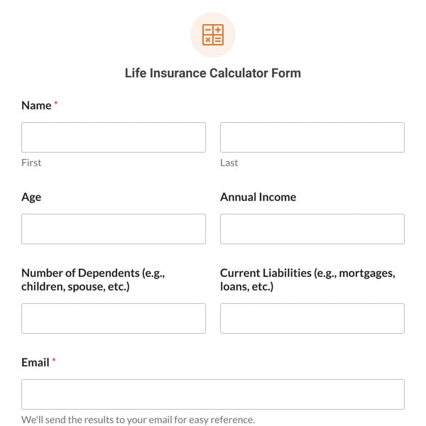 Life Insurance Calculator Form Template