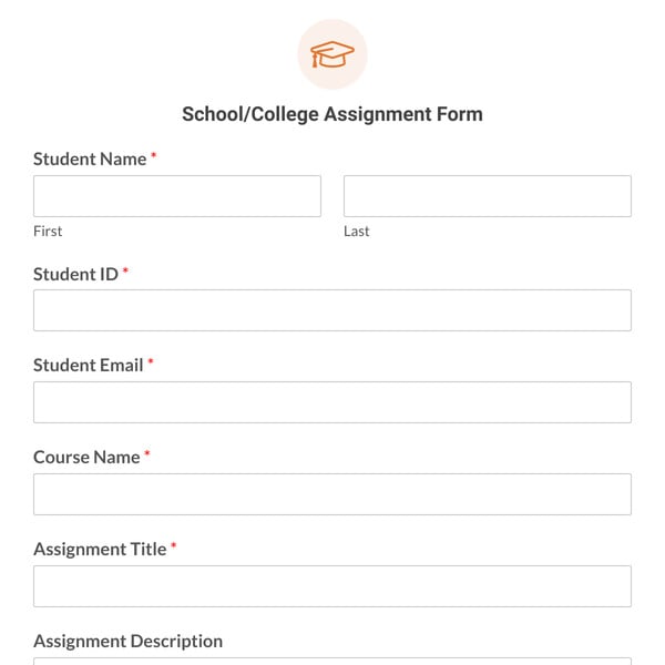 School/College Assignment Form Template
