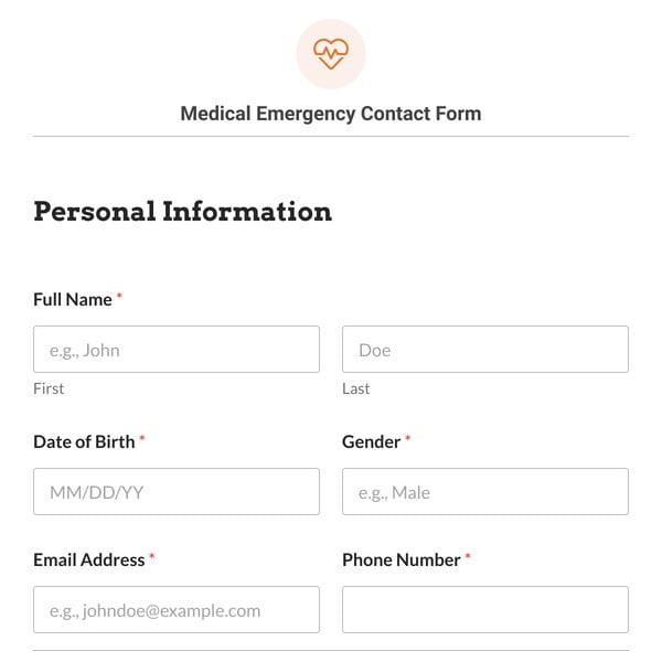 Medical Emergency Contact Form Template