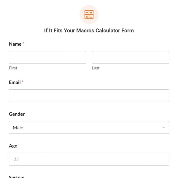 If It Fits Your Macros Calculator Form Template