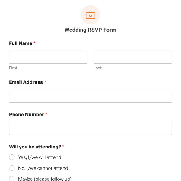 Wedding RSVP Form Template