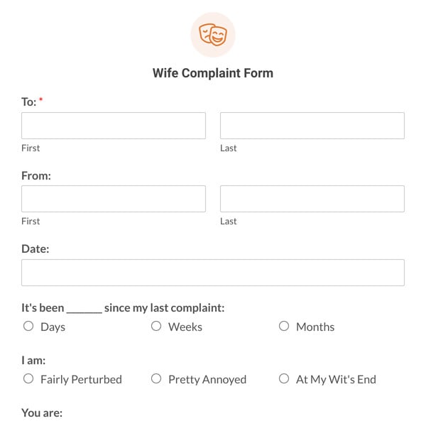 Wife Complaint Form Template