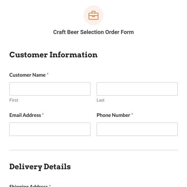 Craft Beer Selection Order Form Template