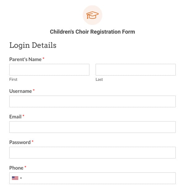 Children’s Choir Registration Form Template
