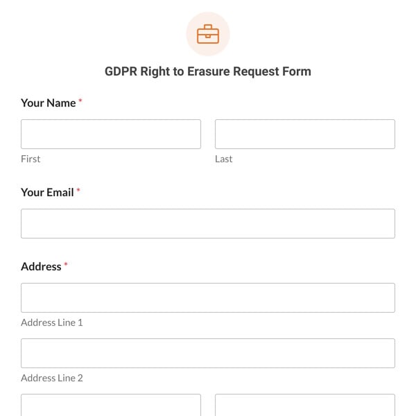 GDPR Right to Erasure Request Form Template