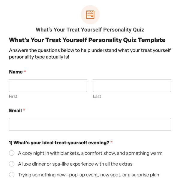 What’s Your Treat Yourself Personality Quiz Template