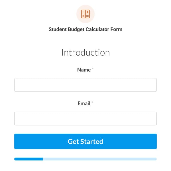Student Budget Calculator Form Template