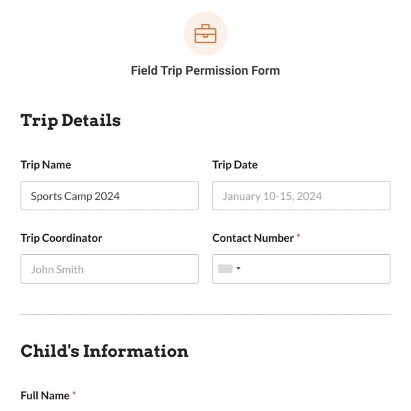 Field Trip Permission Form Template