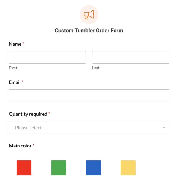 Custom Tumbler Order Form Template