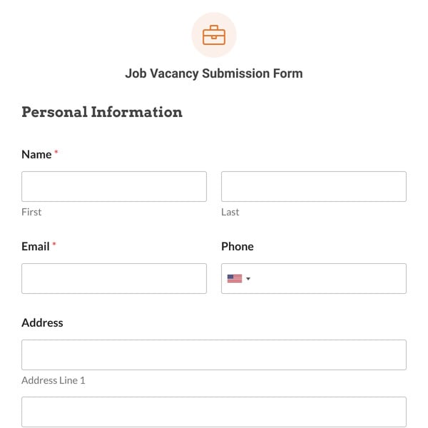 Job Vacancy Submission Form Template