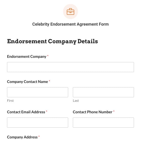 Celebrity Endorsement Agreement Form Template