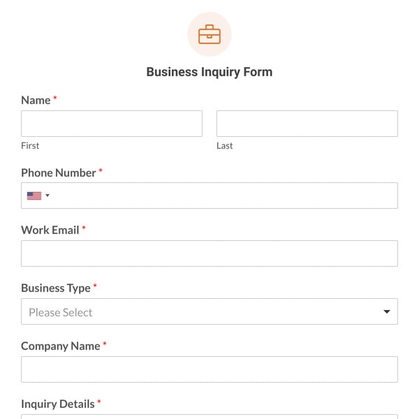 Business Inquiry Form Template
