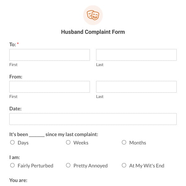 Husband Complaint Form Template