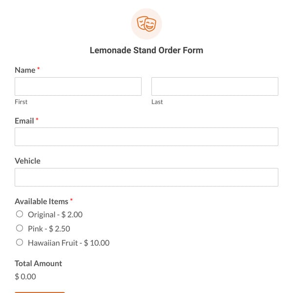 Lemonade Stand Order Form Template