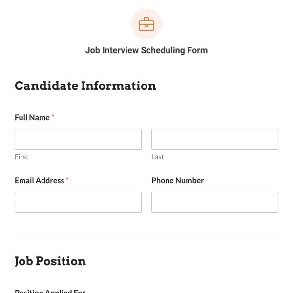 Job Interview Scheduling Form Template