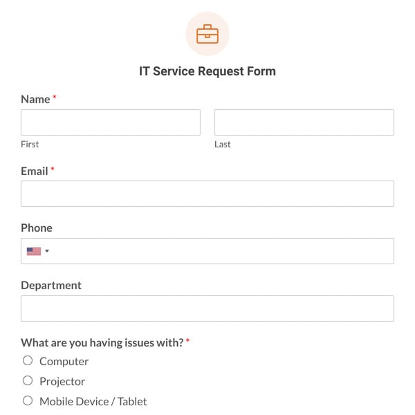 IT Service Request Form Template