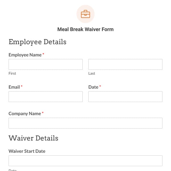 Meal Break Waiver Form Template