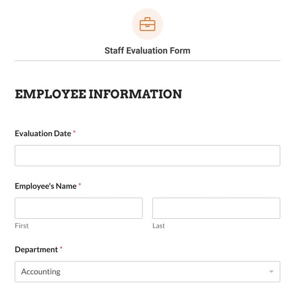 Staff Evaluation Form Template