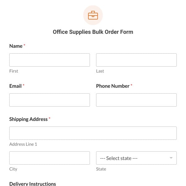 Office Supplies Bulk Order Form Template