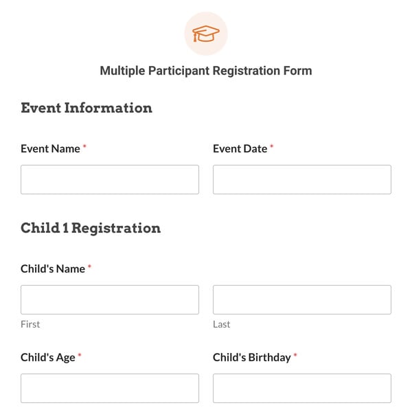 Multiple Participant Registration Form Template