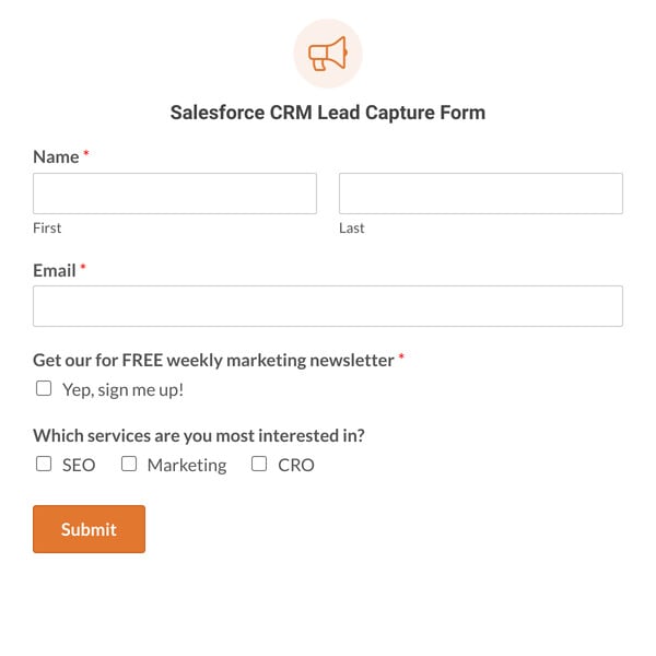Salesforce CRM Lead Capture Form Template