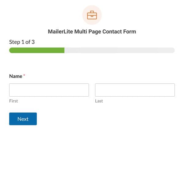 MailerLite Multi Page Contact Form Template