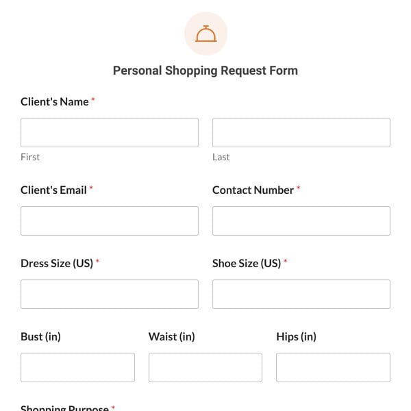 Personal Shopping Request Form Template