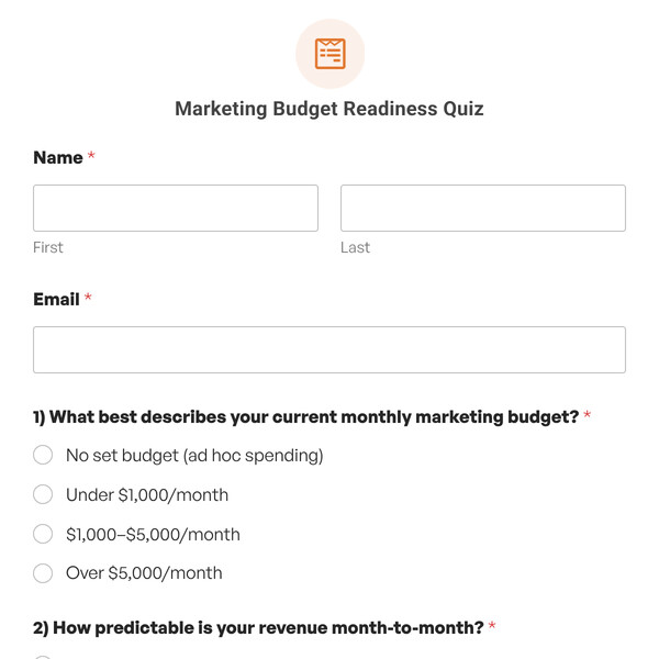 Marketing Budget Readiness Quiz Template
