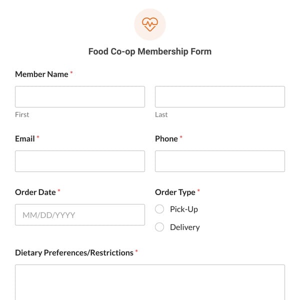 Food Co-op Membership Form Template