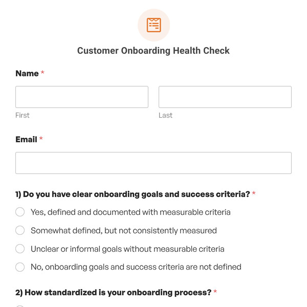 Customer Onboarding Health Check Template
