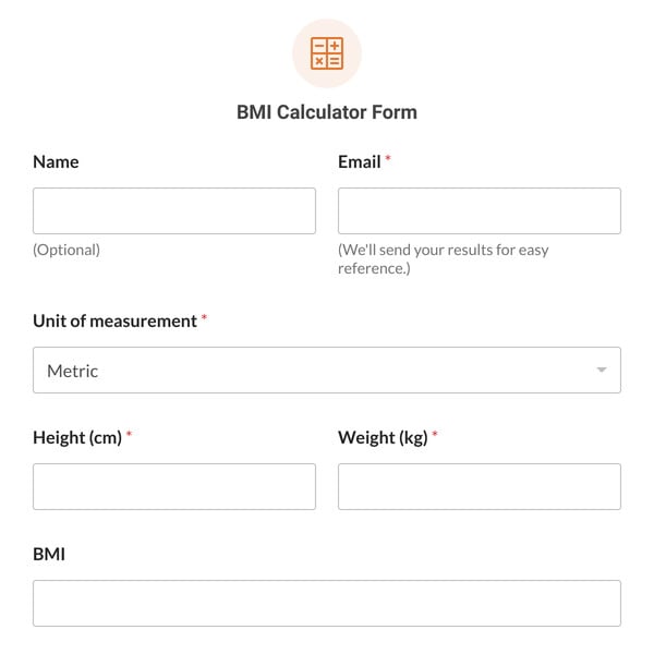 BMI Calculator Form Template