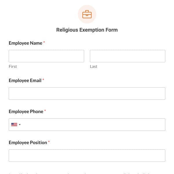 Religious Exemption Form Template