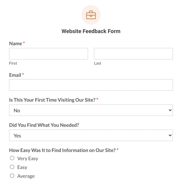 Website Feedback Form Template