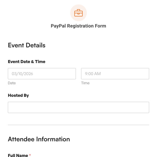 PayPal Registration Form Template