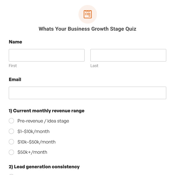 Whats Your Business Growth Stage Quiz Template