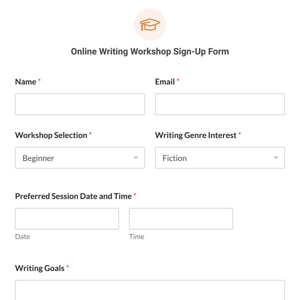 Online Writing Workshop Sign-Up Form