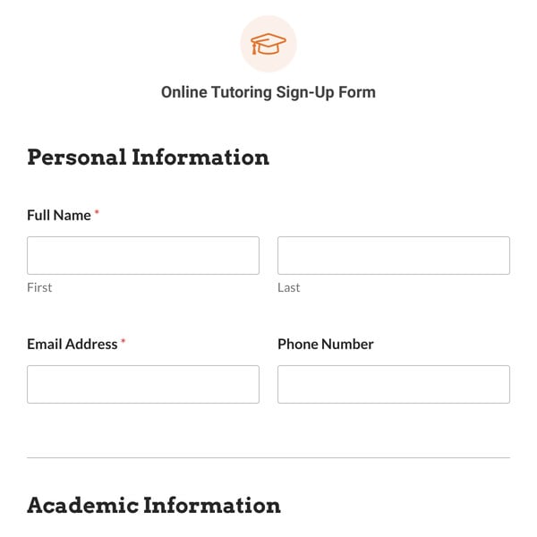 Online Tutoring Sign-Up Form Template