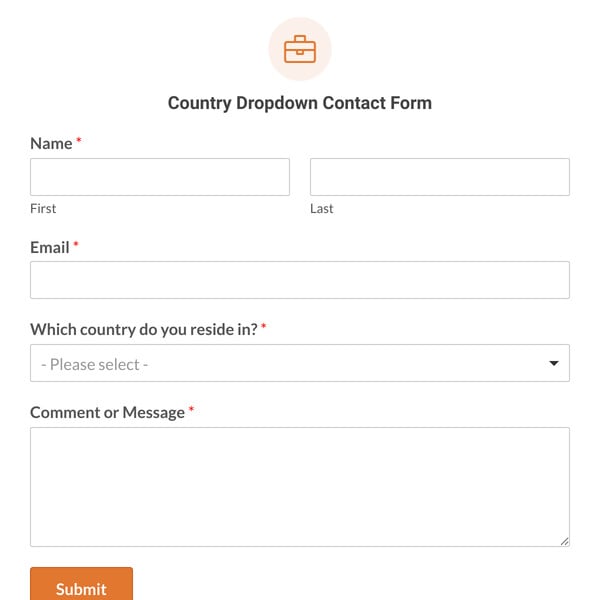 Country Dropdown Contact Form Template