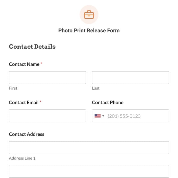 Photo Print Release Form Template